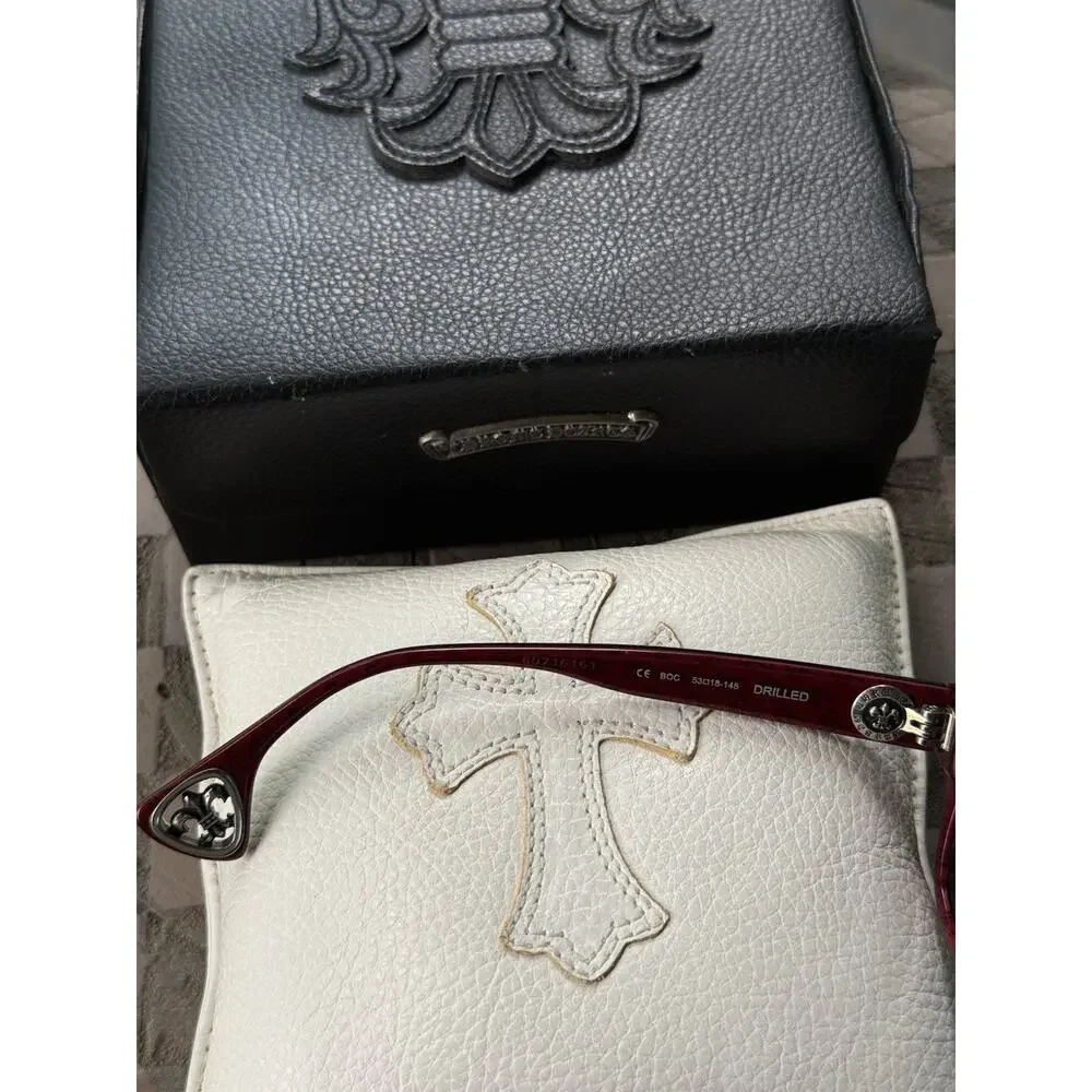 Chrome Hearts DRILLED Black Red Sunglasses Eyewear 53-18-145 w/ Case